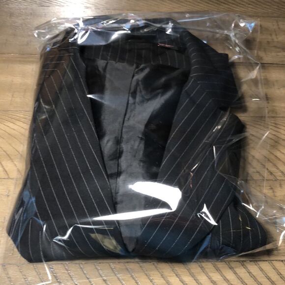 Shape FX’s Peplum Pinstripes Darted Crop Blazer Timeless Wide Lapel. Fully Lined - Picture 17 of 17